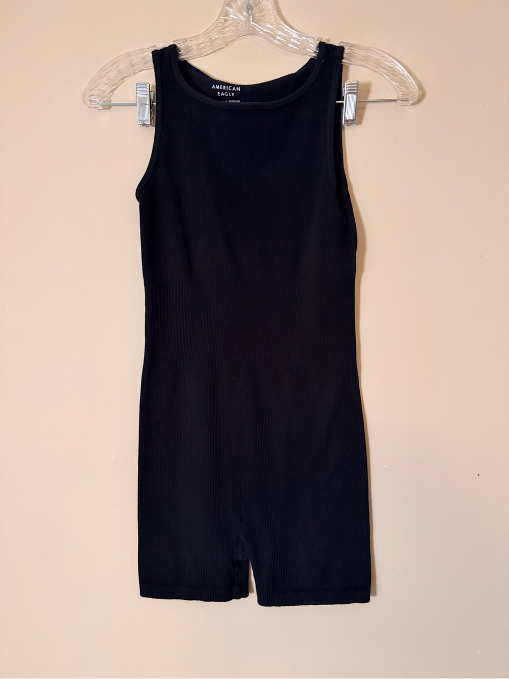 American Eagle Black Ribbed Tank Top Romper